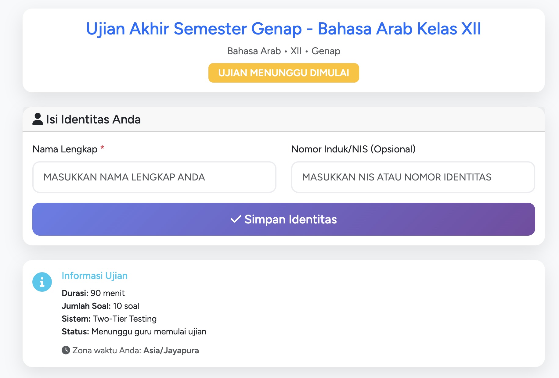 Form mengisi identitas